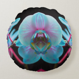 エキゾチックな青の蘭の反射 ラウンドクッション