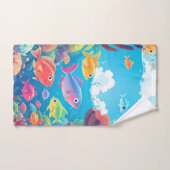 エキゾチックな魚の深いブルー海:海生活 バスタオルセット (ハンドタオル)