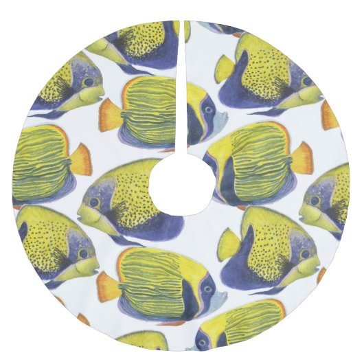 エキゾチックな魚：水色熱帯シームレス。 ブラッシュドポリエステルツリースカート (正面)