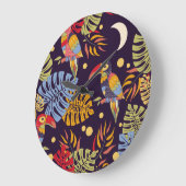 エキゾチックな鳥の植物のパタカラフルーン ラージ壁時計 (傾斜)