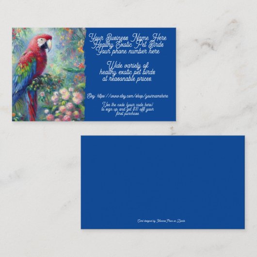 エキゾチックな鳥の販売ショップ販売EtsyオウムCockatoo 名刺 (正面/裏面)