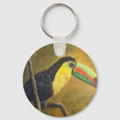 エキゾチックな鳥の金属の円キーチェーン, 2" キーホルダー (正面)