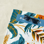 エキゾチックな鳥や熱帯葉の模様 ビーチタオル (インサイチュ)