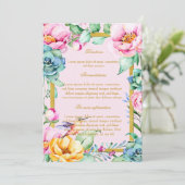 エキゾチックな鳥金ゴールドのFrame&Flowerの結婚式の方向 招待状 (スタンド正面)