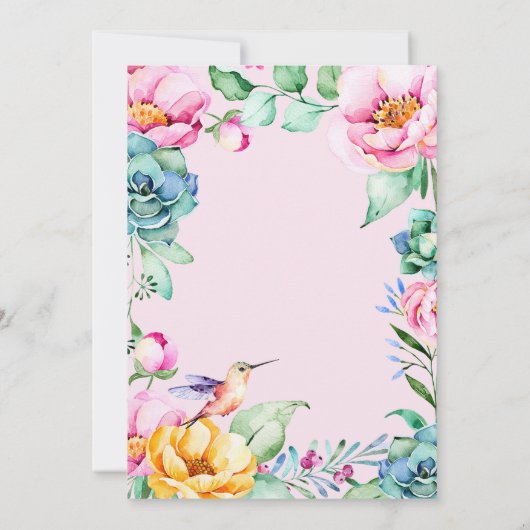 エキゾチックな鳥金ゴールドのFrame&Flowerの結婚式の方向 招待状 (裏面)