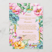 エキゾチックな鳥金ゴールドのFrame&Flowerの結婚式の方向 招待状 (正面/裏面)