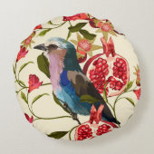 エキゾチックな鳥、花、ザクロ。 ラウンドクッション (裏面)