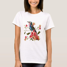 エキゾチックな鳥、花、ザクロ。 Tシャツ