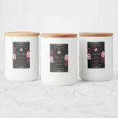 エキゾチックな黒い製品ラベルピンクのハワイの花 フードラベル (ボトル)