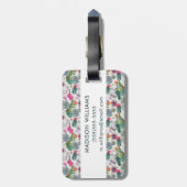 エキゾチックなBohoの水彩画のサボテン及び水気が多いパターン ラゲッジタグ (裏面縦)