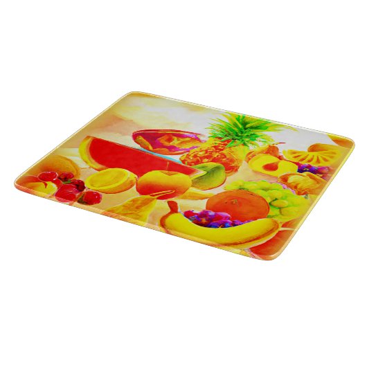 エキゾチックのトロピカル絵画フルーツの。買今 カッティングボード (角)