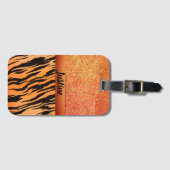 エキゾチックはっきりしたグリッタータイガープリントパーソナライズされた ラゲッジタグ (正面横)