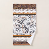 エキゾチックアニマルプリントブラウン、錆、ブラックグラフィックス バスタオルセット (ハンドタオル)