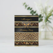 エキゾチックアニマルプリント誕生日ブラック金ゴールド2 招待状 (スタンド正面)