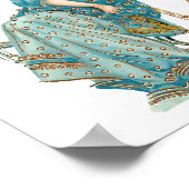 エキゾチックアールヌーボー美しいインティール(緑がかった色)ローブ ポスター (角)