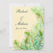 エキゾチックインディアンピーコックフェザーズ結婚式招待状 招待状 (正面)