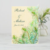 エキゾチックインディアンピーコックフェザーズ結婚式招待状 招待状 (スタンド正面)