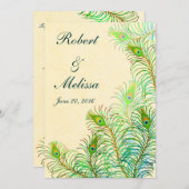 エキゾチックインディアンピーコックフェザーズ結婚式招待状 招待状 (正面/裏面)