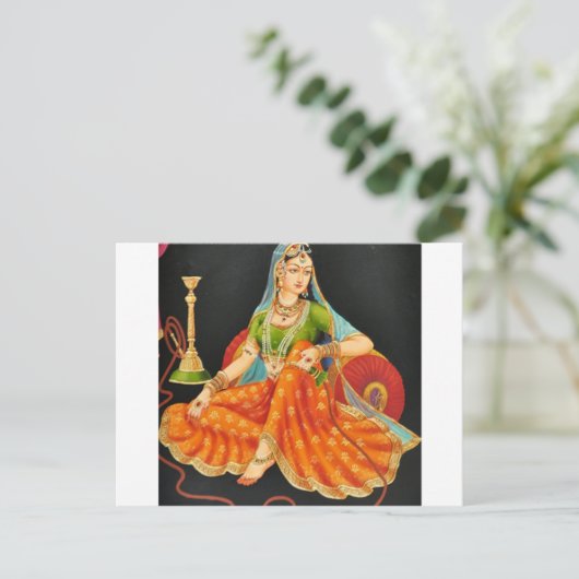 エキゾチックインディアン絵を描プリンセス ポストカード (スタンド正面)