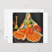 エキゾチックインディアン絵を描プリンセス ポストカード (正面/裏面)