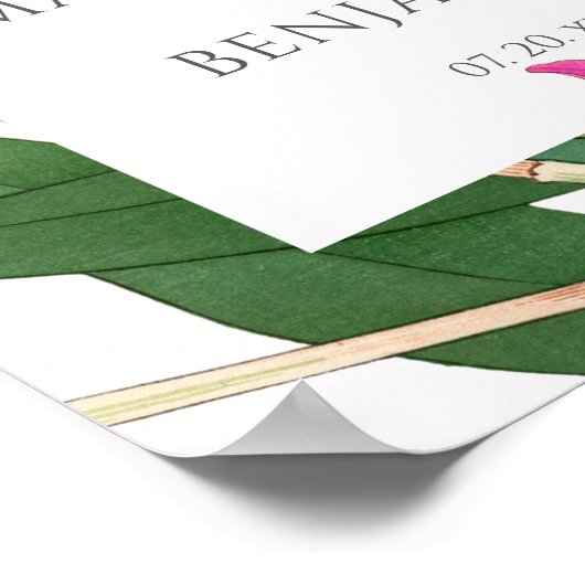 エキゾチックエレガントなピンクの蘭の花結婚の歓迎 ポスター (角)