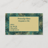 エキゾチックエレガントな熱帯ティール(緑がかった色)の葉 名刺 (正面)