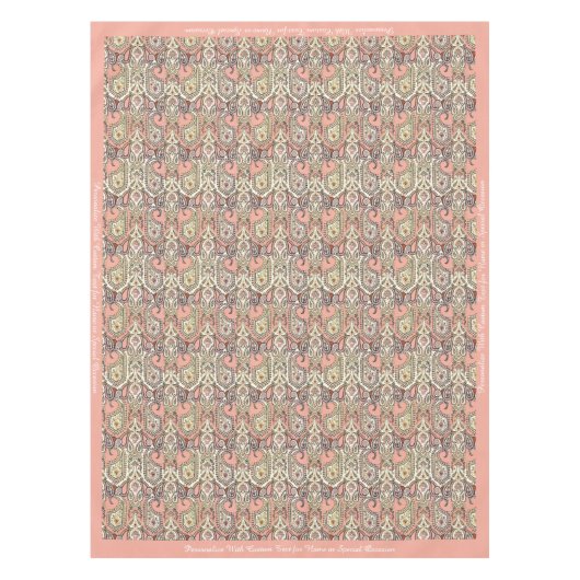 エキゾチックエレガントピンクモチーフデザインパーソナライズされた  テーブルクロス (正面)