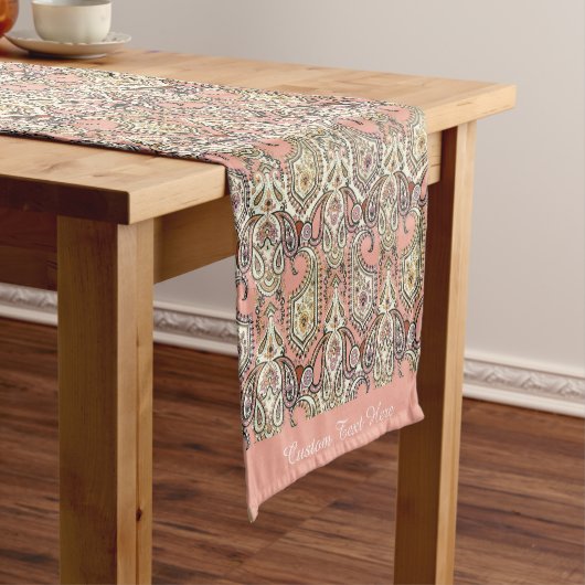 エキゾチックエレガントピンクモチーフデザイン名パーソナライズされた ショートテーブルランナー (インサイチュ)