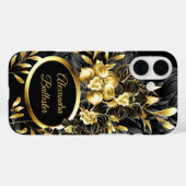 エキゾチックエレガントフローラリッチ金ゴールドブラック Case-Mate iPhoneケース (裏面 (横))