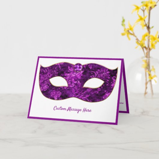 エキゾチックエレガントマルディグラスパープルマカスタマイズスク カード (黄色い花)