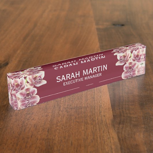 エキゾチックエレガント蘭の花マネージャ デスクネームプレート (側面)