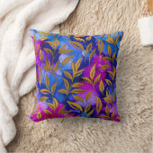 エキゾチックエレガント金ゴールド葉抽象芸術紫ブルー クッション (ブランケット)