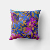 エキゾチックエレガント金ゴールド葉抽象芸術紫ブルー クッション (裏面)