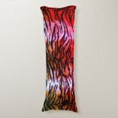 エキゾチックオレンジ&ピンクタイガープリント抱き枕 ボディピロー (正面縦)