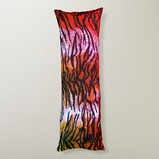 エキゾチックオレンジ&ピンクタイガープリント抱き枕 ボディピロー (裏面 (縦))