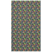 エキゾチックカラフルな花のパターン、ガラスのビーズが見える テーブルクロス (正面)