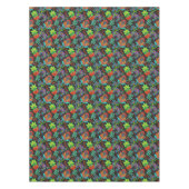 エキゾチックカラフルな花のパターン、ガラスのビーズが見える テーブルクロス (正面)