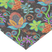 エキゾチックカラフルな花のパターン、ガラスのビーズが見える ミディアムテーブルランナー (コーナー)