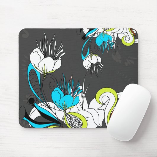 エキゾチックカラフルな花グレーの背景 マウスパッド (マウス)