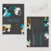 エキゾチックカラフルな花グレーの背景 名刺 (正面/裏面)