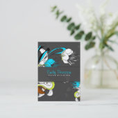 エキゾチックカラフルな花グレーの背景 名刺 (スタンド正面)