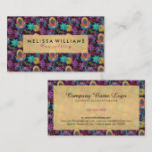 エキゾチックカラフルな花金ゴールドアクセント 名刺 (正面/裏面)