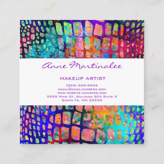 エキゾチックカラフルスネーケスキンプリント スクエア名刺 (裏面)