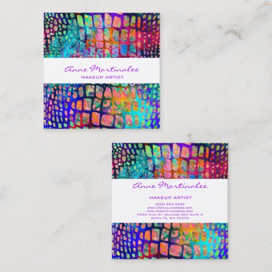 エキゾチックカラフルスネーケスキンプリント スクエア名刺 (正面/裏面)