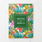エキゾチックカラフルトロピカルガーデン結婚フォト 三つ折り招待状 (カバー)