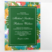 エキゾチックカラフルトロピカルガーデン結婚フォト 三つ折り招待状 (内部最初)