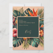 エキゾチックカラフルハワイアントロピカルザデイト 招待状 (裏面)