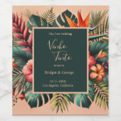 エキゾチックカラフルハワイアントロピカル結婚ズ ワインラベル (シングルラベル)