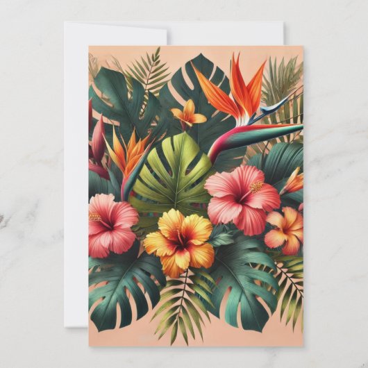 エキゾチックカラフルハワイアン熱帯ブライダルシャワー 招待状 (裏面)