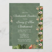 エキゾチックカラフルパーム葉金ゴールドブリデスメイドランチ 招待状 (正面/裏面)